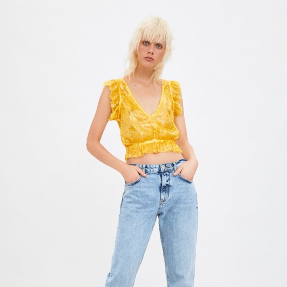 Fun sequined yellow top